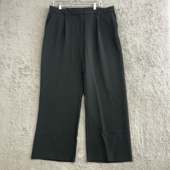 NEW Dkny Women's 16 Black Wide-Leg Pleated Dress Pants Polyester - Picture 4 of 14